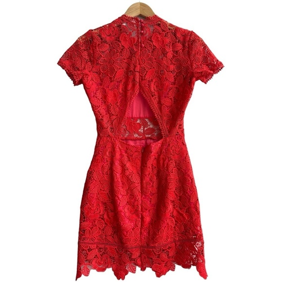 LOVERS + FRIENDS | REVOLVE Mon Amour Mini Dress | Red Lace  Cocktail Wedding | S - Picture 6 of 11